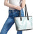 White Sunday Lotu Tamaiti Leather Tote Bag Polynesian Wave Pastel Cyan - Polynesian Pride