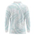 White Sunday Lotu Tamaiti Long Sleeve Polo Shirt Polynesian Wave Pastel Cyan - Polynesian Pride