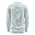 White Sunday Lotu Tamaiti Long Sleeve Shirt Polynesian Wave Pastel Cyan - Polynesian Pride