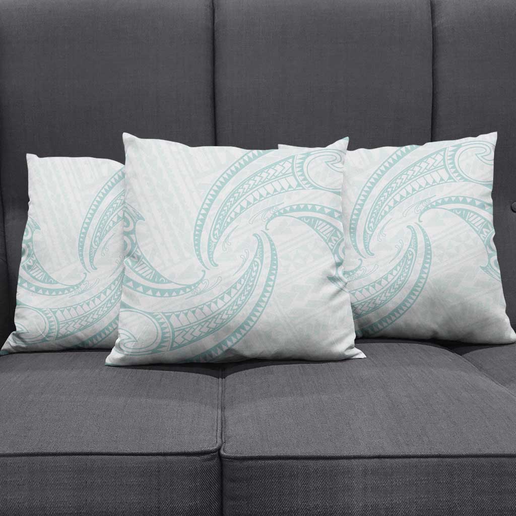 White Sunday Lotu Tamaiti Pillow Cover Polynesian Wave Pastel Cyan - Polynesian Pride