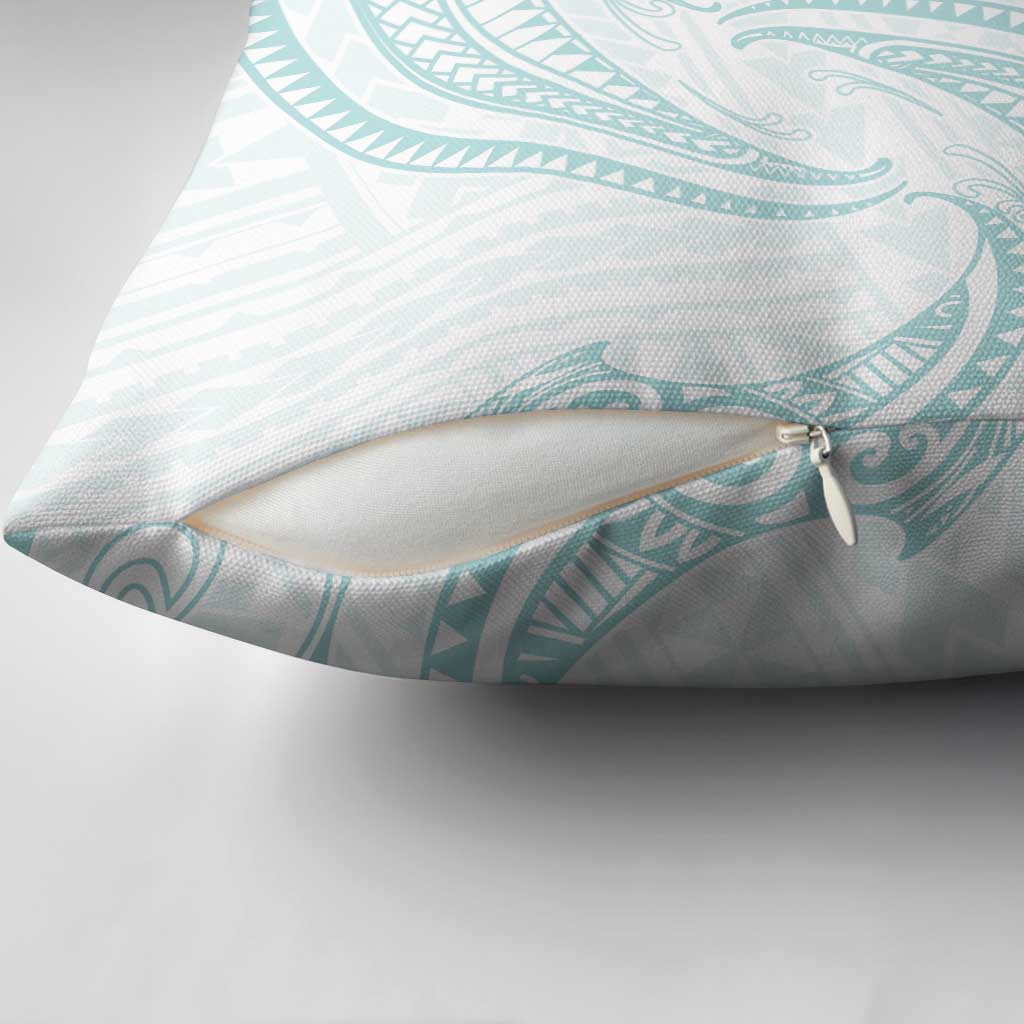 White Sunday Lotu Tamaiti Pillow Cover Polynesian Wave Pastel Cyan - Polynesian Pride