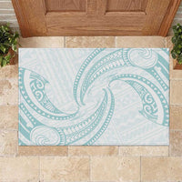 White Sunday Lotu Tamaiti Rubber Doormat Polynesian Wave Pastel Cyan - Polynesian Pride