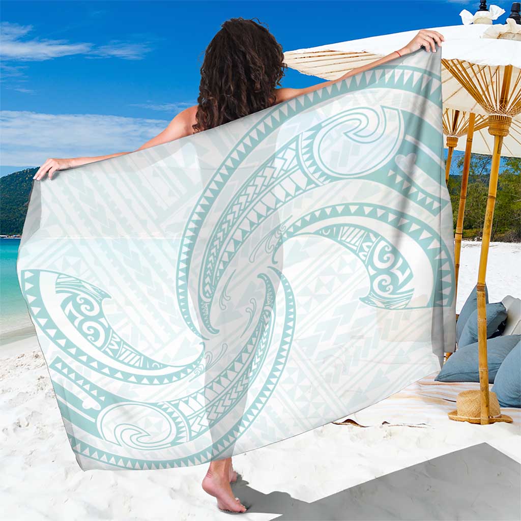 White Sunday Lotu Tamaiti Sarong Polynesian Wave Pastel Cyan LT9 One Size 44 x 66 inches Cyan - Polynesian Pride