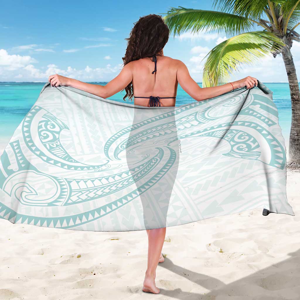 White Sunday Lotu Tamaiti Sarong Polynesian Wave Pastel Cyan - Polynesian Pride