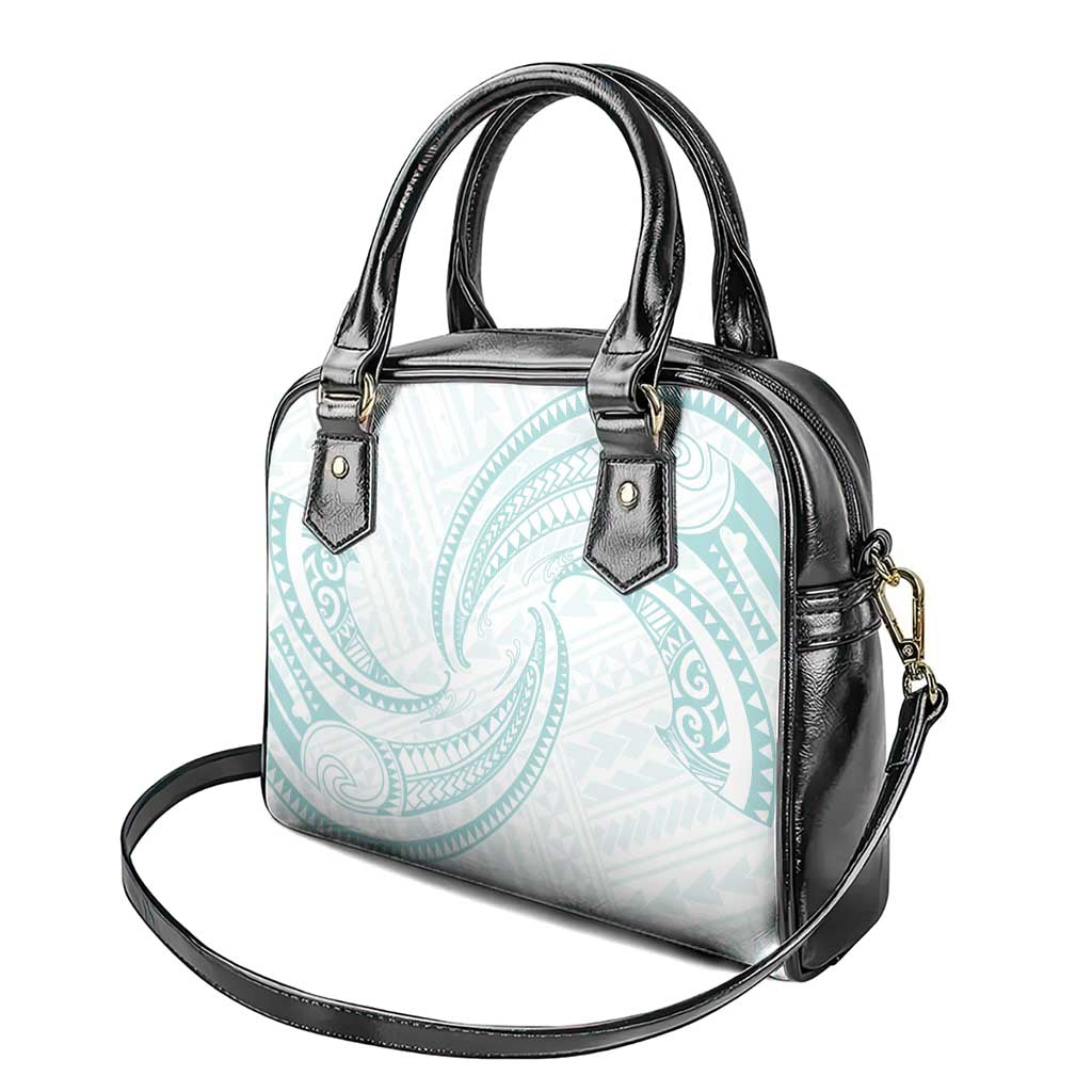 White Sunday Lotu Tamaiti Shoulder Handbag Polynesian Wave Pastel Cyan - Polynesian Pride