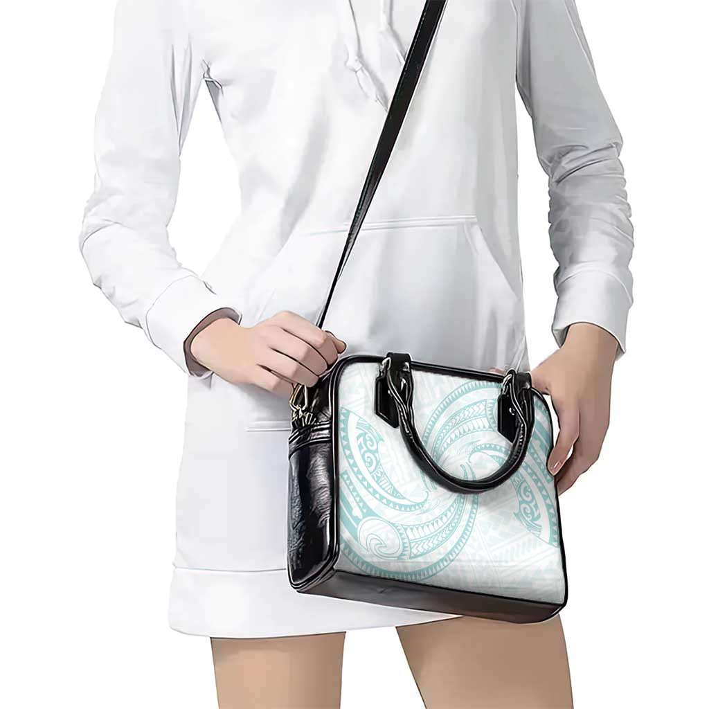 White Sunday Lotu Tamaiti Shoulder Handbag Polynesian Wave Pastel Cyan - Polynesian Pride