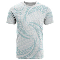 White Sunday Lotu Tamaiti T Shirt Polynesian Wave Pastel Cyan - Polynesian Pride