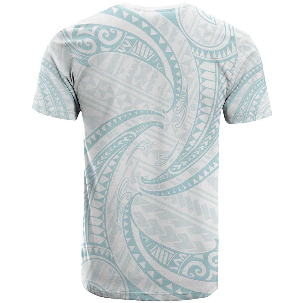 White Sunday Lotu Tamaiti T Shirt Polynesian Wave Pastel Cyan - Polynesian Pride