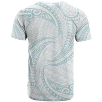 White Sunday Lotu Tamaiti T Shirt Polynesian Wave Pastel Cyan - Polynesian Pride