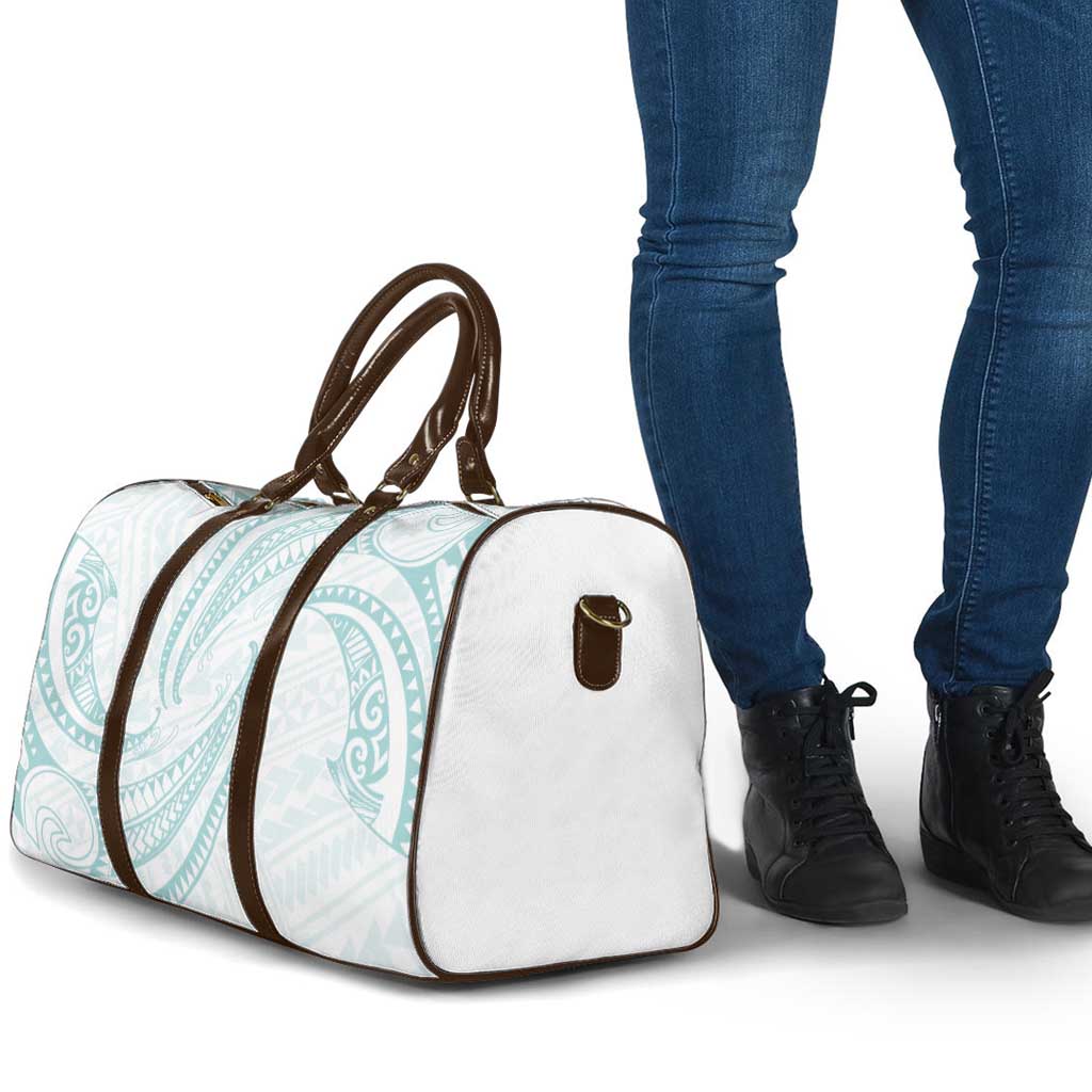 White Sunday Lotu Tamaiti Travel Bag Polynesian Wave Pastel Cyan - Polynesian Pride