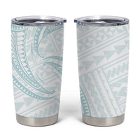 White Sunday Lotu Tamaiti Tumbler Cup Polynesian Wave Pastel Cyan - Polynesian Pride