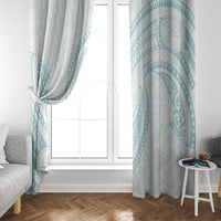 White Sunday Lotu Tamaiti Window Curtain Polynesian Wave Pastel Cyan - Polynesian Pride