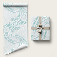 White Sunday Lotu Tamaiti Wrapping Paper Polynesian Wave Pastel Cyan - Polynesian Pride