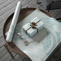 White Sunday Lotu Tamaiti Wrapping Paper Polynesian Wave Pastel Cyan - Polynesian Pride