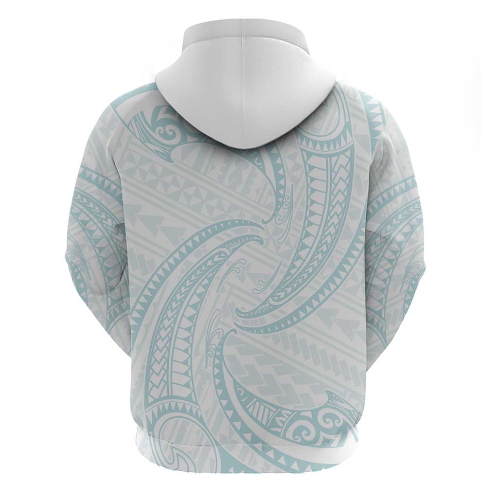 White Sunday Lotu Tamaiti Zip Hoodie Polynesian Wave Pastel Cyan - Polynesian Pride
