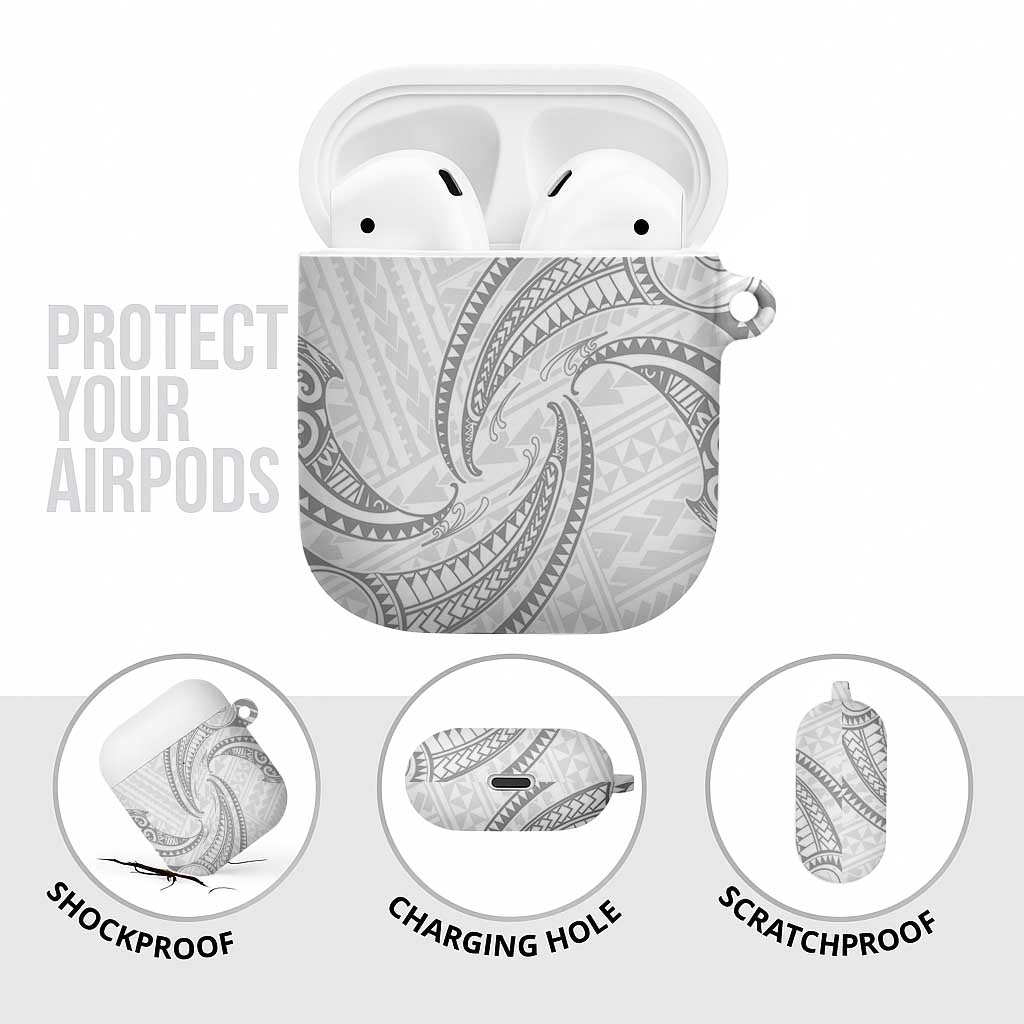 White Sunday Lotu Tamaiti AirPods Case Polynesian Wave Pastel Gray - Polynesian Pride