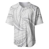 White Sunday Lotu Tamaiti Baseball Jersey Polynesian Wave Pastel Gray - Polynesian Pride