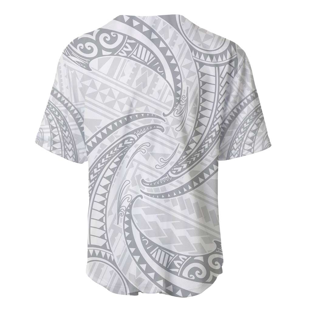 White Sunday Lotu Tamaiti Baseball Jersey Polynesian Wave Pastel Gray - Polynesian Pride