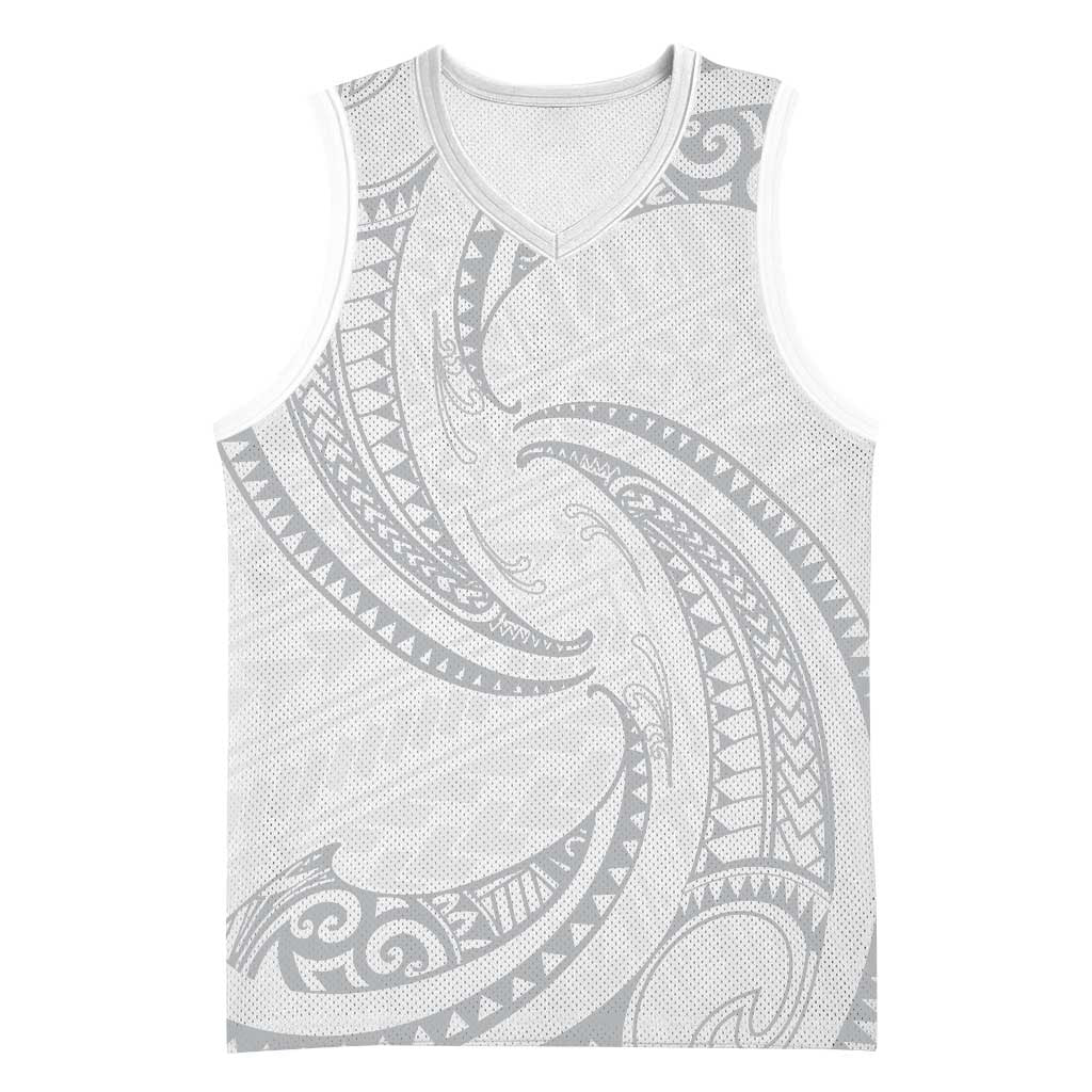 White Sunday Lotu Tamaiti Basketball Jersey Polynesian Wave Pastel Gray LT9 Unisex Gray - Polynesian Pride