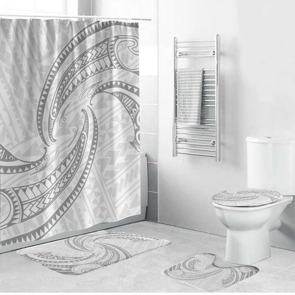 White Sunday Lotu Tamaiti Bathroom Set Polynesian Wave Pastel Gray - Polynesian Pride