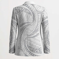 White Sunday Lotu Tamaiti Blazer Polynesian Wave Pastel Gray - Polynesian Pride
