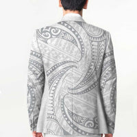 White Sunday Lotu Tamaiti Blazer Polynesian Wave Pastel Gray - Polynesian Pride