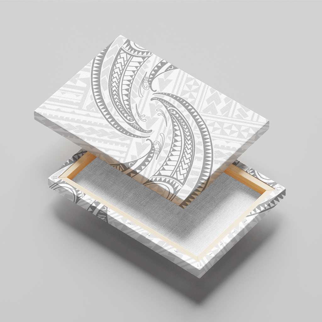 White Sunday Lotu Tamaiti Canvas Wall Art Polynesian Wave Pastel Gray - Polynesian Pride