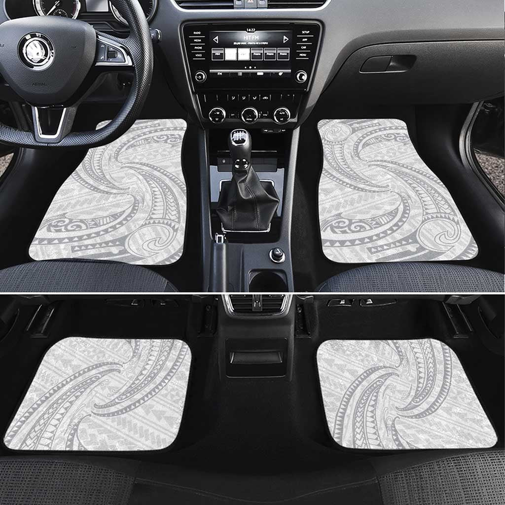 White Sunday Lotu Tamaiti Car Mats Polynesian Wave Pastel Gray - Polynesian Pride