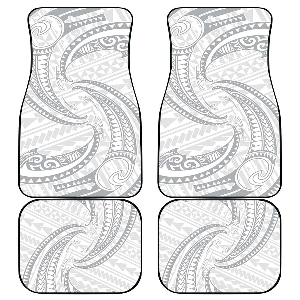 White Sunday Lotu Tamaiti Car Mats Polynesian Wave Pastel Gray - Polynesian Pride