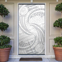 White Sunday Lotu Tamaiti Door Cover Polynesian Wave Pastel Gray - Polynesian Pride