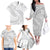 White Sunday Lotu Tamaiti Family Matching Off The Shoulder Long Sleeve Dress and Hawaiian Shirt Polynesian Wave Pastel Gray - Polynesian Pride