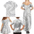 White Sunday Lotu Tamaiti Family Matching Summer Maxi Dress and Hawaiian Shirt Polynesian Wave Pastel Gray - Polynesian Pride