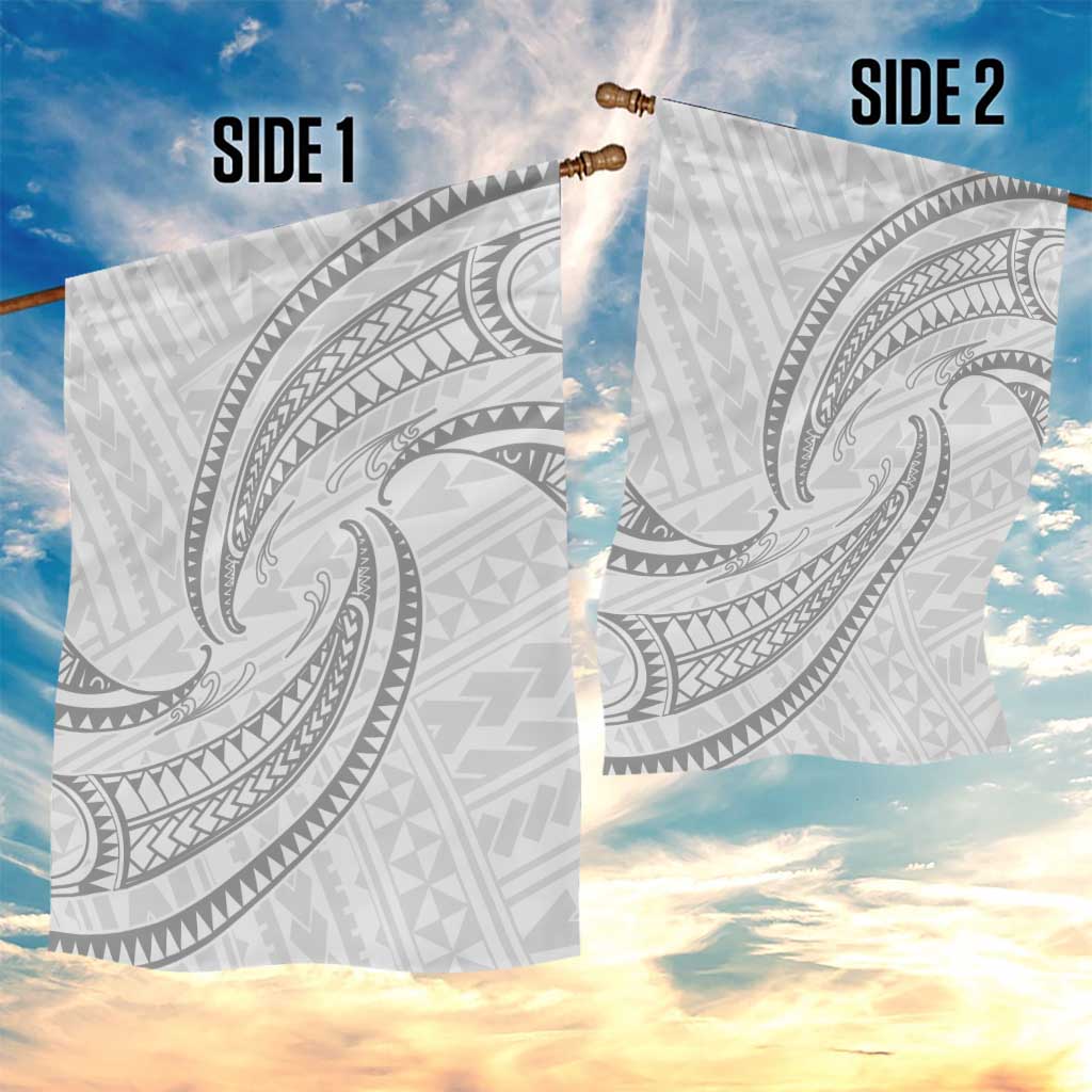 White Sunday Lotu Tamaiti Garden Flag Polynesian Wave Pastel Gray - Polynesian Pride