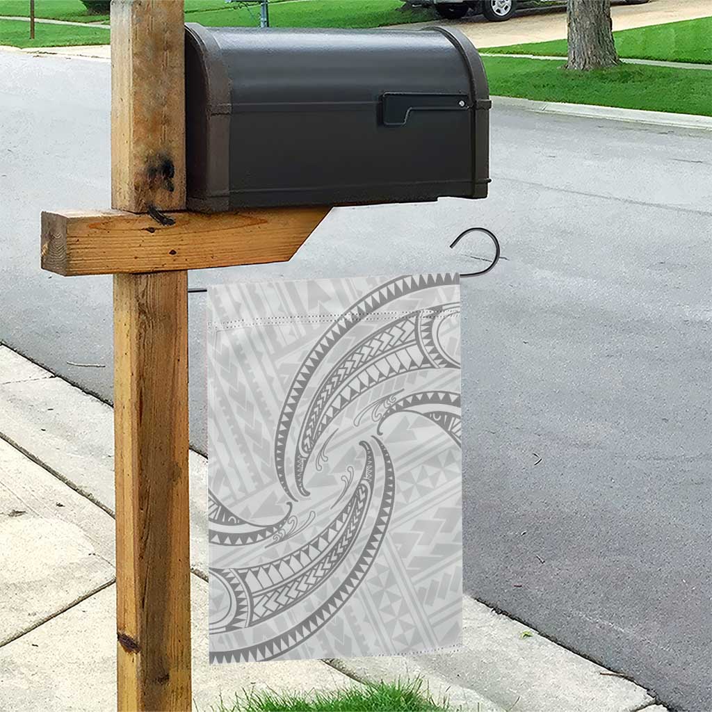 White Sunday Lotu Tamaiti Garden Flag Polynesian Wave Pastel Gray - Polynesian Pride