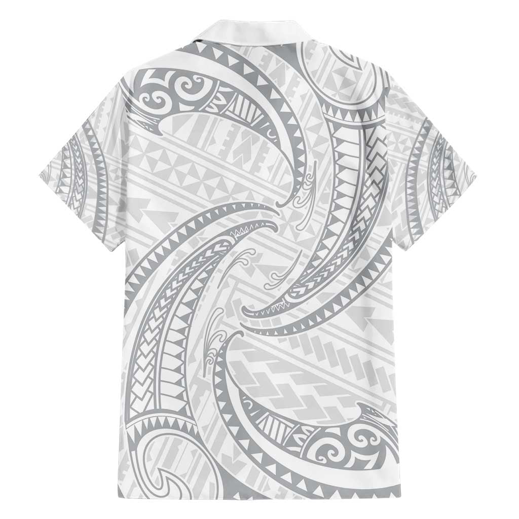 White Sunday Lotu Tamaiti Hawaiian Shirt Polynesian Wave Pastel Gray - Polynesian Pride