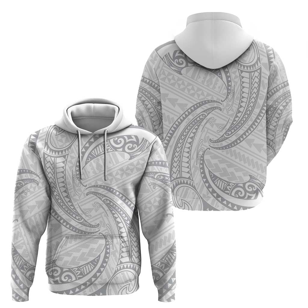 White Sunday Lotu Tamaiti Hoodie Polynesian Wave Pastel Gray - Polynesian Pride