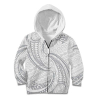 White Sunday Lotu Tamaiti Kid Hoodie Polynesian Wave Pastel Gray - Polynesian Pride