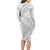 White Sunday Lotu Tamaiti Long Sleeve Bodycon Dress Polynesian Wave Pastel Gray - Polynesian Pride