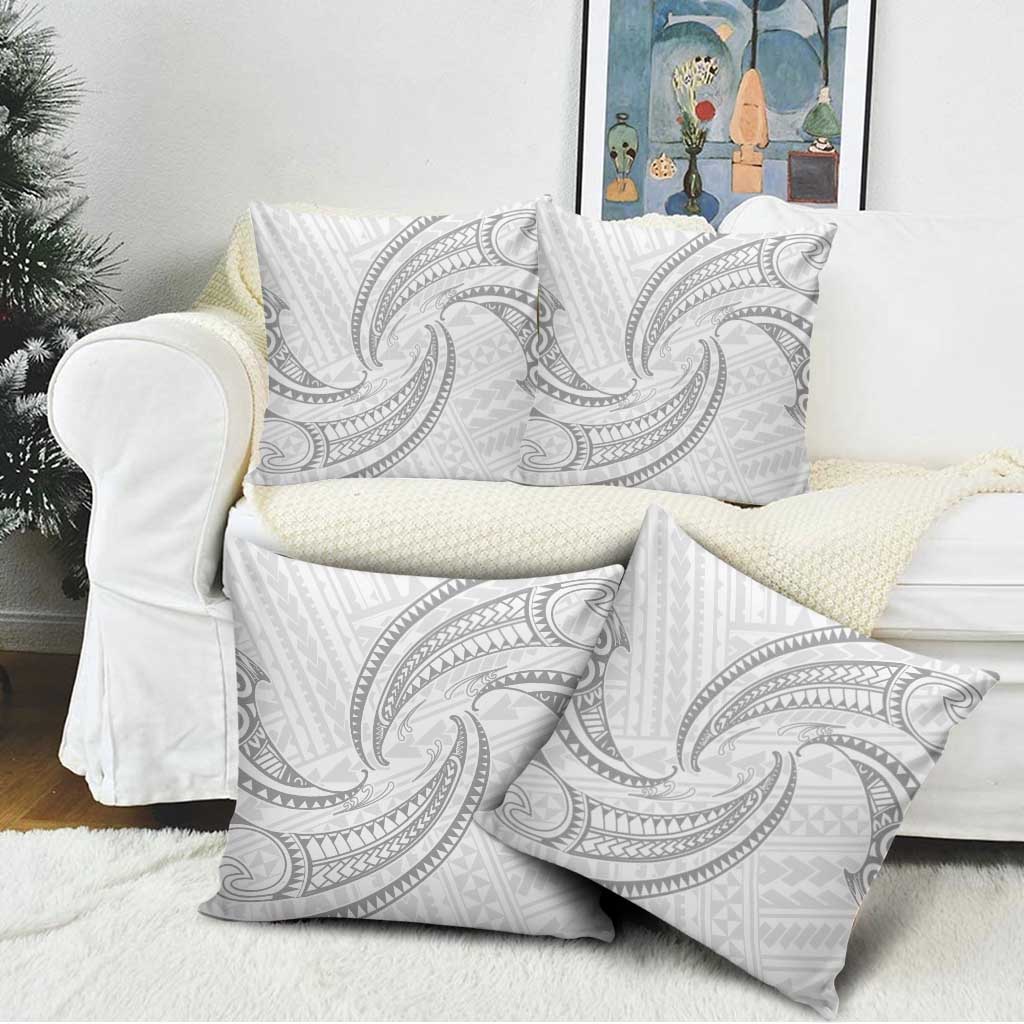 White Sunday Lotu Tamaiti Pillow Cover Polynesian Wave Pastel Gray - Polynesian Pride