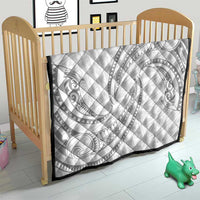 White Sunday Lotu Tamaiti Quilt Polynesian Wave Pastel Gray - Polynesian Pride