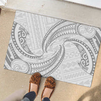 White Sunday Lotu Tamaiti Rubber Doormat Polynesian Wave Pastel Gray - Polynesian Pride