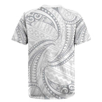 White Sunday Lotu Tamaiti Rugby Jersey Polynesian Wave Pastel Gray - Polynesian Pride