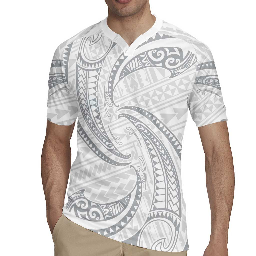 White Sunday Lotu Tamaiti Rugby Jersey Polynesian Wave Pastel Gray - Polynesian Pride