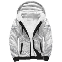 White Sunday Lotu Tamaiti Sherpa Hoodie Polynesian Wave Pastel Gray - Polynesian Pride