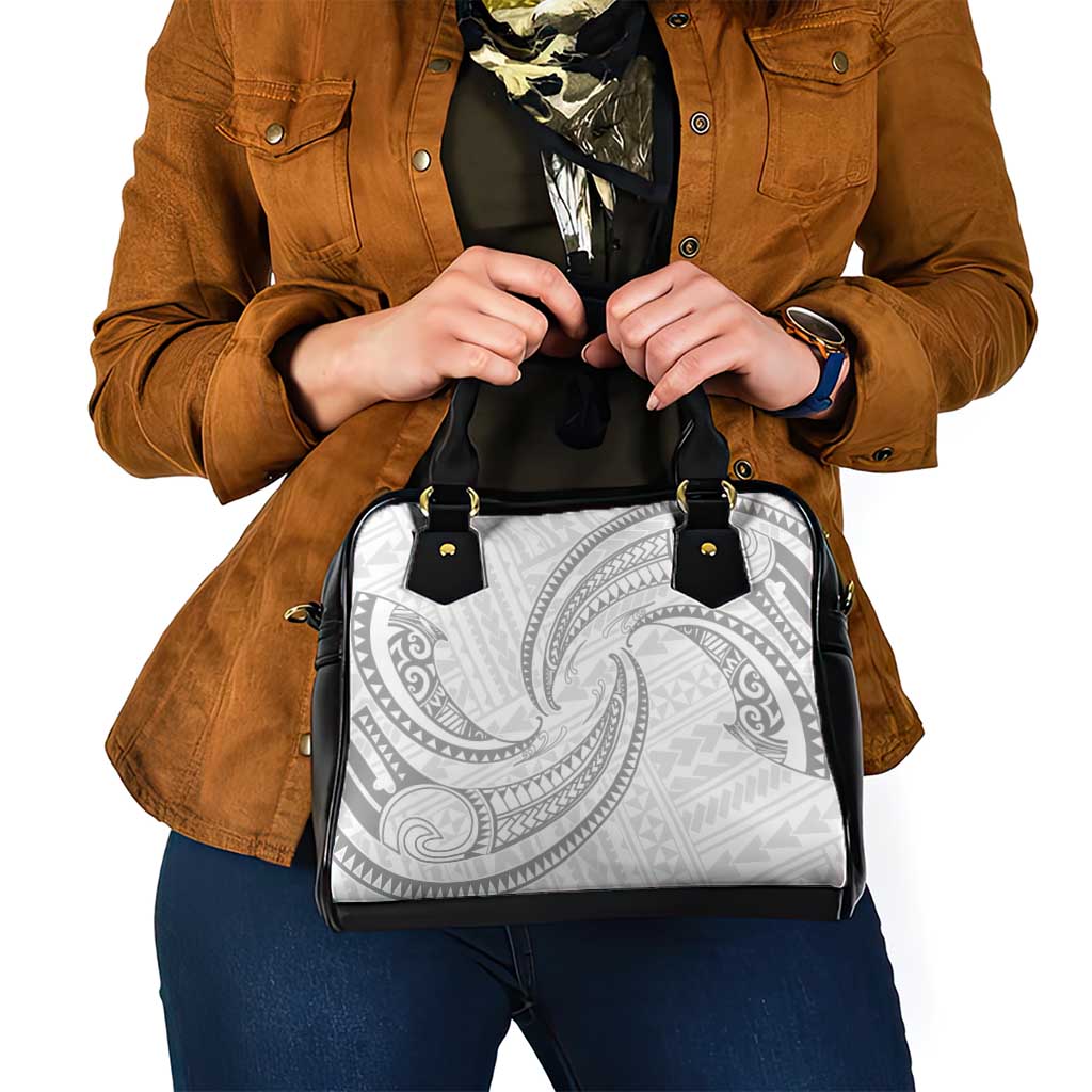 White Sunday Lotu Tamaiti Shoulder Handbag Polynesian Wave Pastel Gray - Polynesian Pride