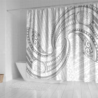 White Sunday Lotu Tamaiti Shower Curtain Polynesian Wave Pastel Gray - Polynesian Pride