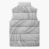 White Sunday Lotu Tamaiti Sleeveless Puffer Jacket Polynesian Wave Pastel Gray - Polynesian Pride