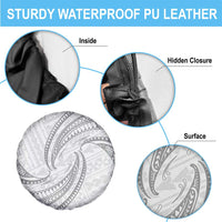 White Sunday Lotu Tamaiti Spare Tire Cover Polynesian Wave Pastel Gray - Polynesian Pride