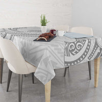 White Sunday Lotu Tamaiti Tablecloth Polynesian Wave Pastel Gray - Polynesian Pride
