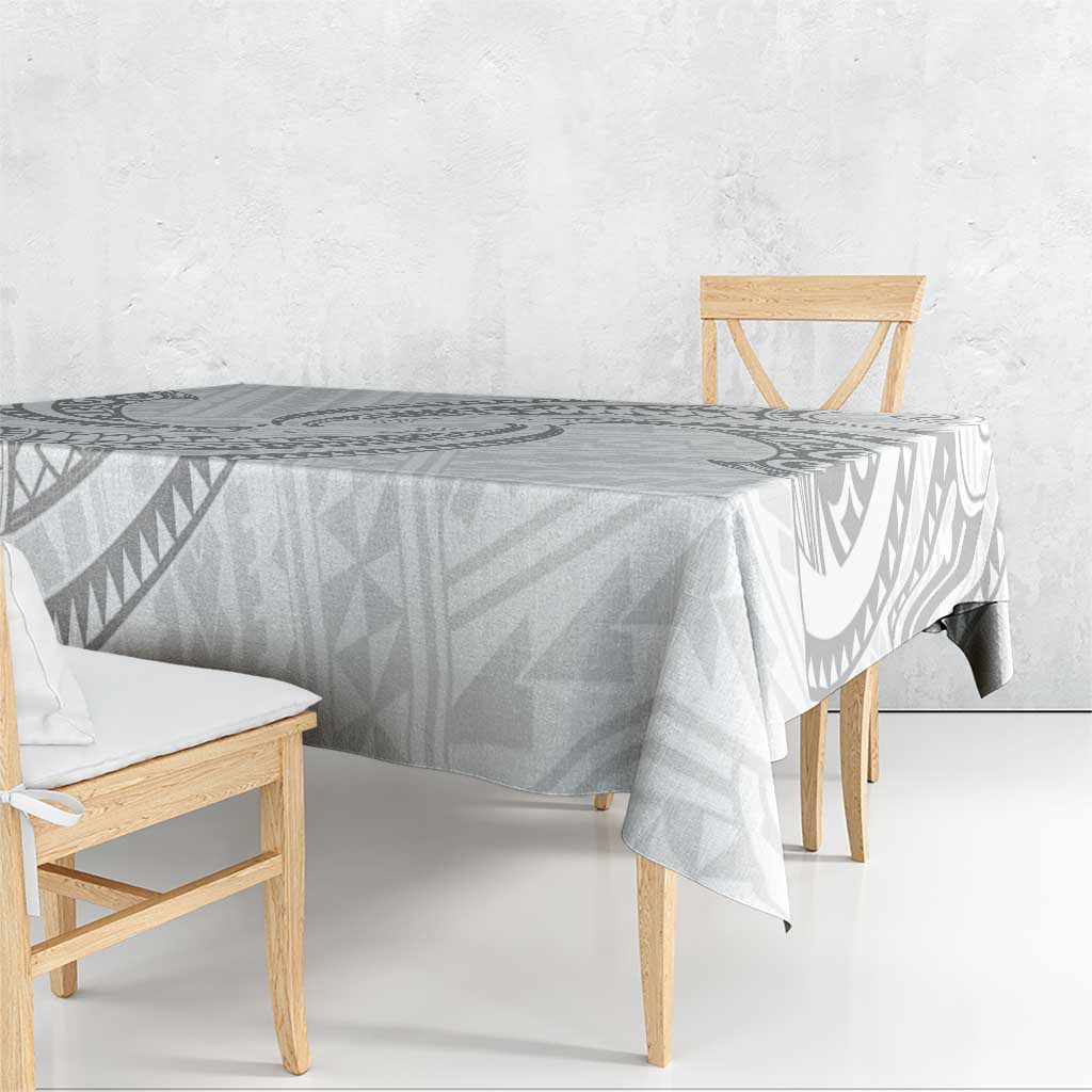 White Sunday Lotu Tamaiti Tablecloth Polynesian Wave Pastel Gray - Polynesian Pride